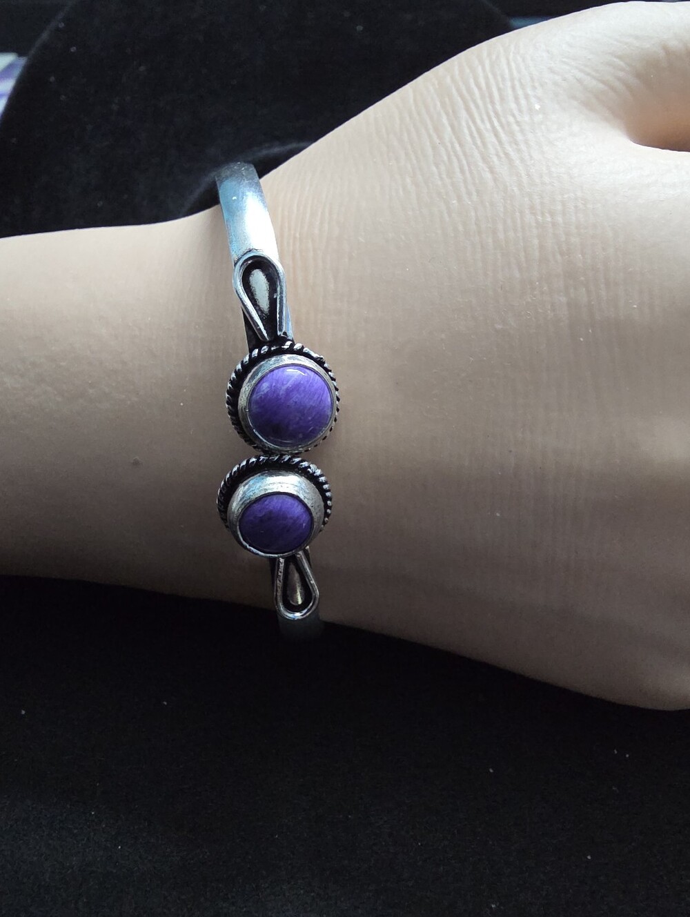 Sterling-Style Purple Stone Cuff Bracelet - Women Jewelry